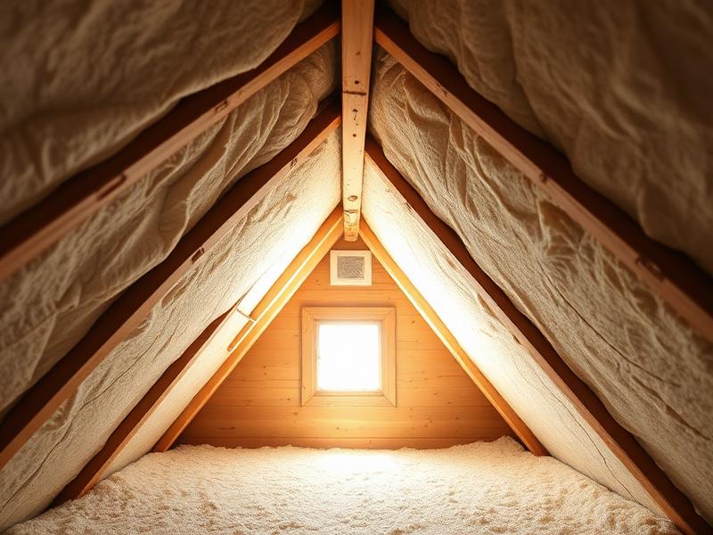 Attic space with insulation showing areas requiring professional cleanup